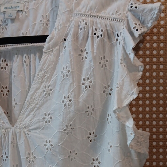White Eyelet Ruffle Sleeve Top - Picture 3 of 3